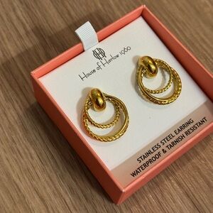 House of Harlow 1960 Gold Toned Rope Knot Knocker Earrings